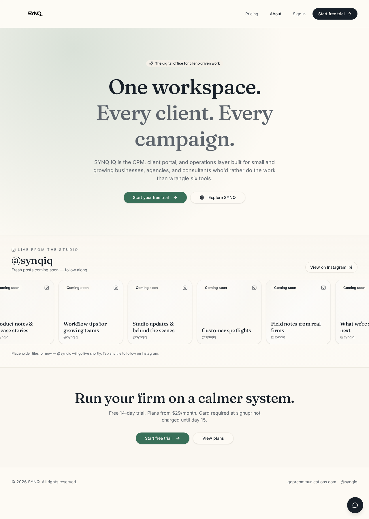 The SYNQ about page